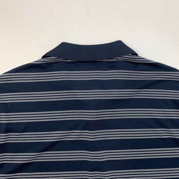 Nike Golf Shirt Mens L Large Navy White Striped Tour Performance Dri Fit Polo - Picture 10 of 12